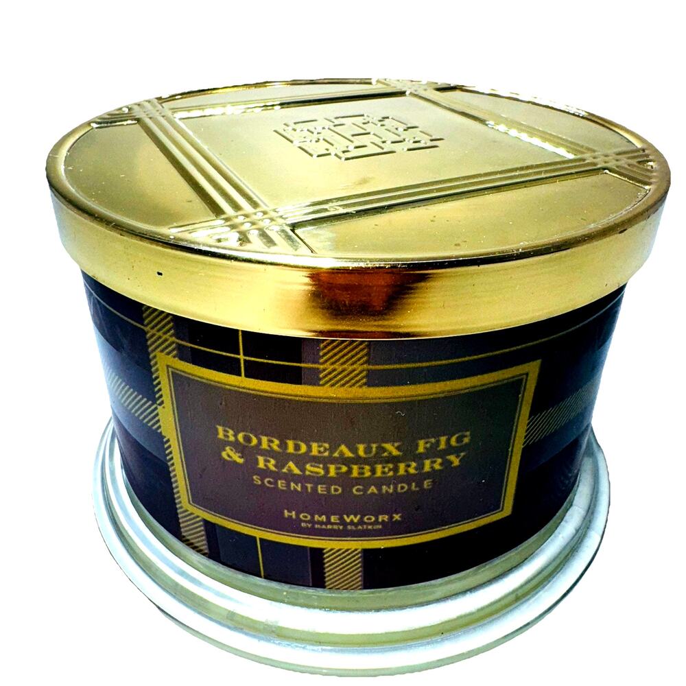 NEW LARGE HomeWorx Bordeaux Fig & Raspberry‎ Candle 18 oz 4 Wick Harry Slatkin